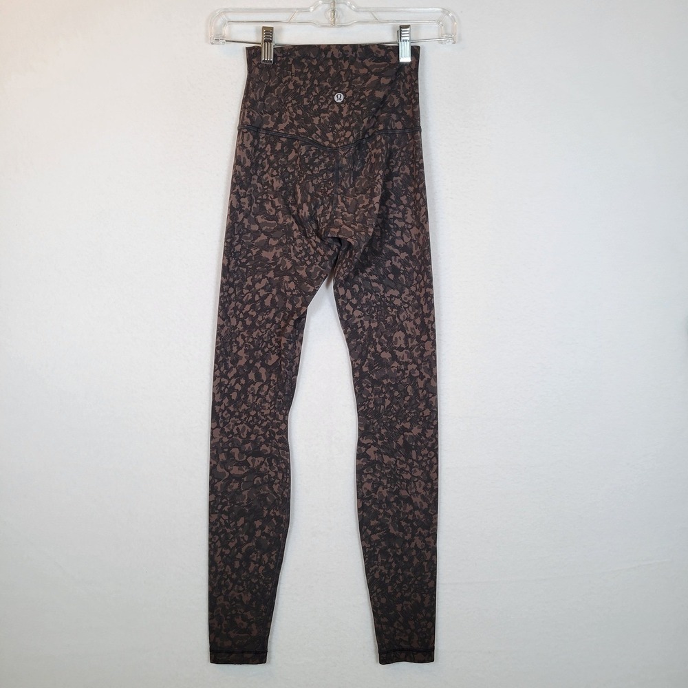 Lululemon Womens Align High Rise Leopard Leggings Pants Women Size 2 Brown Yoga - Picture 3 of 9